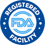 FDA-registered facility roundel, a statement about the factory
